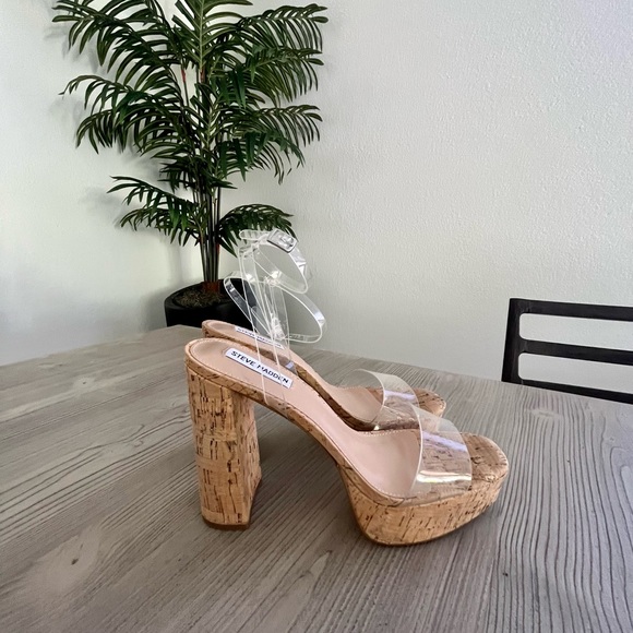 FINAL SALE-Steve Madden- Lessa Platform Sandal- Clear/cork- size 10M - Picture 11 of 11